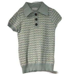 Sweethreads boys shortsleeve sweater polo button down dresy blue pattern soft 8